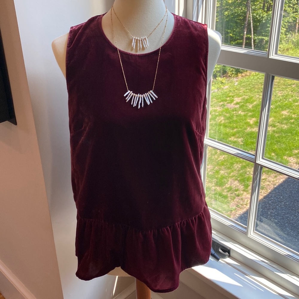 J Crew size 8 velvet peplum tank